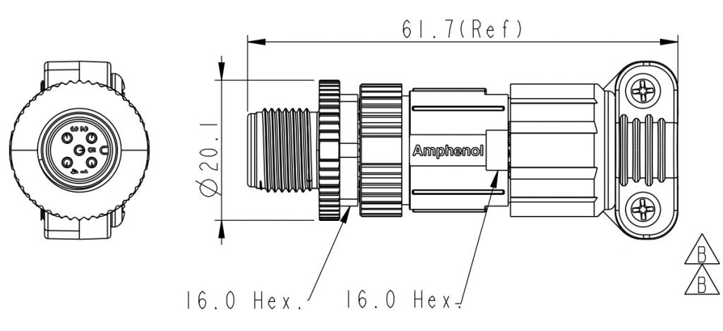 Разъёмы компании Amphenol LTW  HPC-05BMMB-SL7001 схема